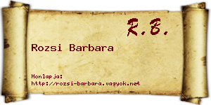 Rozsi Barbara névjegykártya